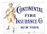 Continental Fire Insurance Co. Of New York Porcelain Sign w/ Minuteman Graphic.