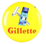 Blue Gillette Razor Blades Porcelain Button Sign.