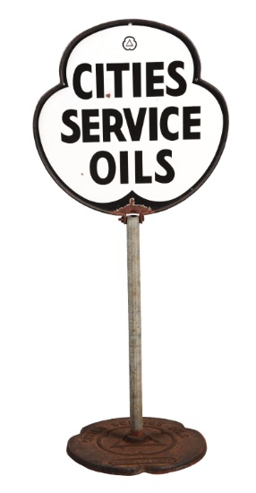 Cities Service Oils Porcelain Lollipop Sign.