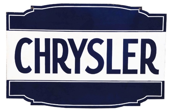 Chrysler Dealership Diecut Porcelain Sign.