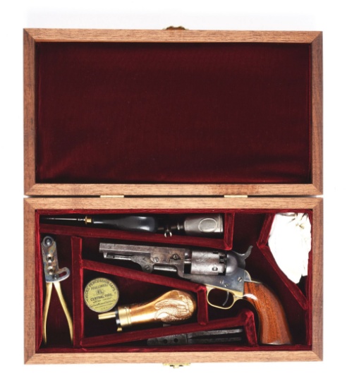 (A) Cased Colt Model 1849 Percussion Pocket Revolver.