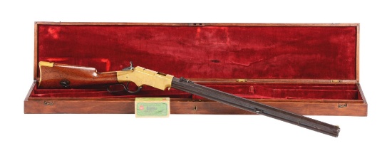 (A) Incredible High Condition Cased Winchester Henry Lever Action Rifle.