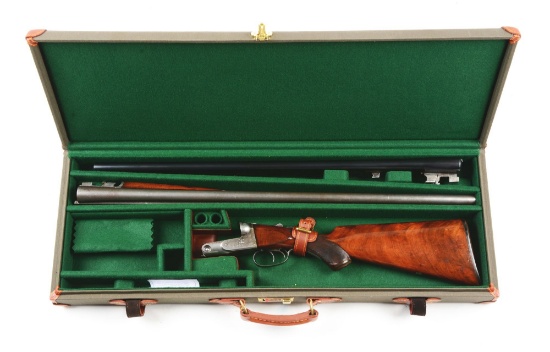 (A) Cased Parker Bros. Model G Double Barrel Hammerless Shotgun - 2 Barrel Set.
