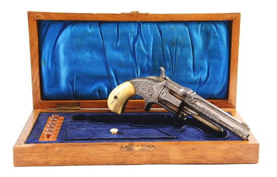 (A) S&W Cased & Factory Engraved Model 1-1/2 2nd Issue Revolver.