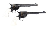 (C) Exquisite Master Engraved Colt 1st Generation Double Set Single Action Revolvers.