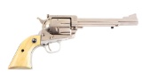 (C) Rare Factory Nickel 1st Year Production Ruger Blackhawk Single Action Revolver.