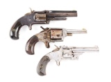 (A) Lot of 3: Antique Spur Trigger Revolvers.