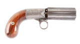(A) English Pepperbox Revolving Percussion Pistol by William Rowntree.