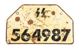 German World War II Waffen SS Vehicle License Plate.