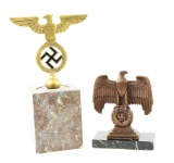 Lot of 2: Nazi Desk Eagles on Marble.