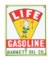 Life Gasoline & Barnett Oil Co. Porcelain Pump Sign with Elf Graphic.