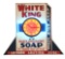 White King Soap Outdoor Tin Sign with Two Tone Neon Clock Face.