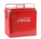 Coca-Cola Metal Carrying Cooler with Embossed Lettering.