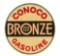 Conoco Gasoline Bronze High Test Tin Curb Sign.