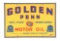 Golden Penn Motor Oil Masonite Sign.