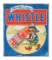 Whistle Soda Pop Embossed Tin Sign with Elf Graphic.