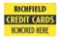 Richfield Credit Cards Honored Here Tin Flange Sign.