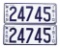 Lot Of 2: Matching 1910 Massachusetts Porcelain License Plates.