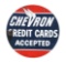 Chevron Gasoline Credit Cards Accepted Porcelain Sign.