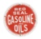 Rare Red Seal Gasoline & Oils Porcelain Curb Sign.