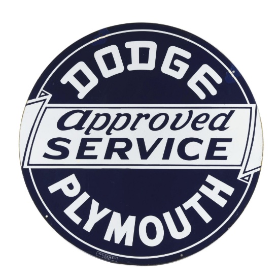 Dodge Plymouth Approved Service Porcelain Sign.