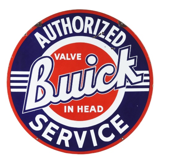 Buick Valve In Head Authorized Service Porcelain Sign.