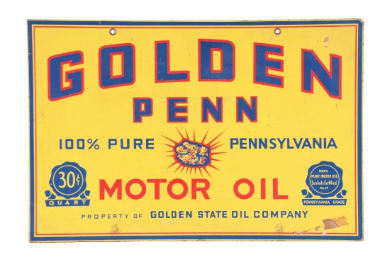 Golden Penn Motor Oil Masonite Sign.