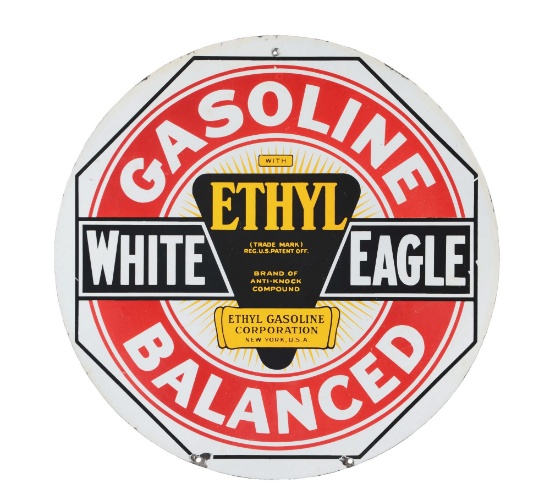 White Eagle Ethyl Balanced Gasoline Porcelain Sign.