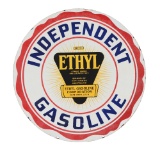 Independent Gasoline Porcelain Sign with Ethyl Burst Graphic.