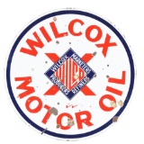 Wilcox Motor Oil Porcelain Curb Sign.