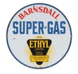 Barnsdall Super Gas Porcelain Sign with Ethyl Burst Graphic.