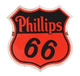 Phillips 66 White Border Porcelain Shield Sign.