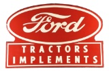 Ford Tractors & Implements New Old Stock Tin Sign w/ Original Wood Frame.