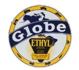 Globe Gasoline Porcelain Sign with Ethyl Burst Graphic.