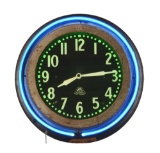 Pam Clock Company Two Color Neon Glass Face Clock.