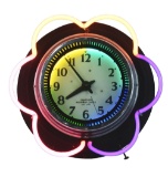 Canadian Neon Ray Spinner Clock Sign with Seven Color Neon.