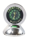 Crawford Watches Reverse On Glass Desk Top Glo Dial Green Neon Clock.