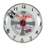 Expert TV And Radio Service Electric Time Company Clock.