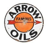 Very Rare Arrow Famous Motor Oils Porcelain Sign.