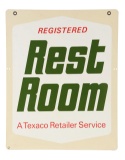 Texaco Registered Rest Room New Old Stock Tin Sign.