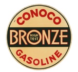 Conoco Gasoline Bronze High Test Tin Curb Sign.