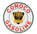 Conoco Gasoline Porcelain Sign with Ethyl Burst Logo Graphic.