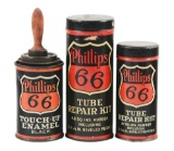 Lot Of 3: Early Phillips 66 Black Accessory Cans