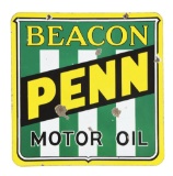 Beacon Penn Motor Oil Porcelain Curb Sign.