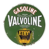 Valvoline Gasoline Porcelain Sign with Ethyl Burst Logo.