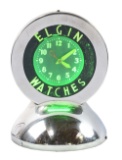 Elgin Watches Reverse Painted Glass Desk Top Glo Dial Neon Clock.