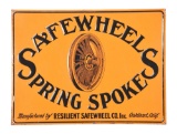 Safewheels Spring Spokes Embossed Tin Sign.