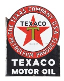 Texaco Motor Oil Porcelain Flange Sign.