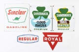 Lot Of 5: Porcelain Gasoline Pump Plate Signs.