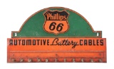 Phillips 66 Automotive Battery Cables Embossed Tin Rack Sign.